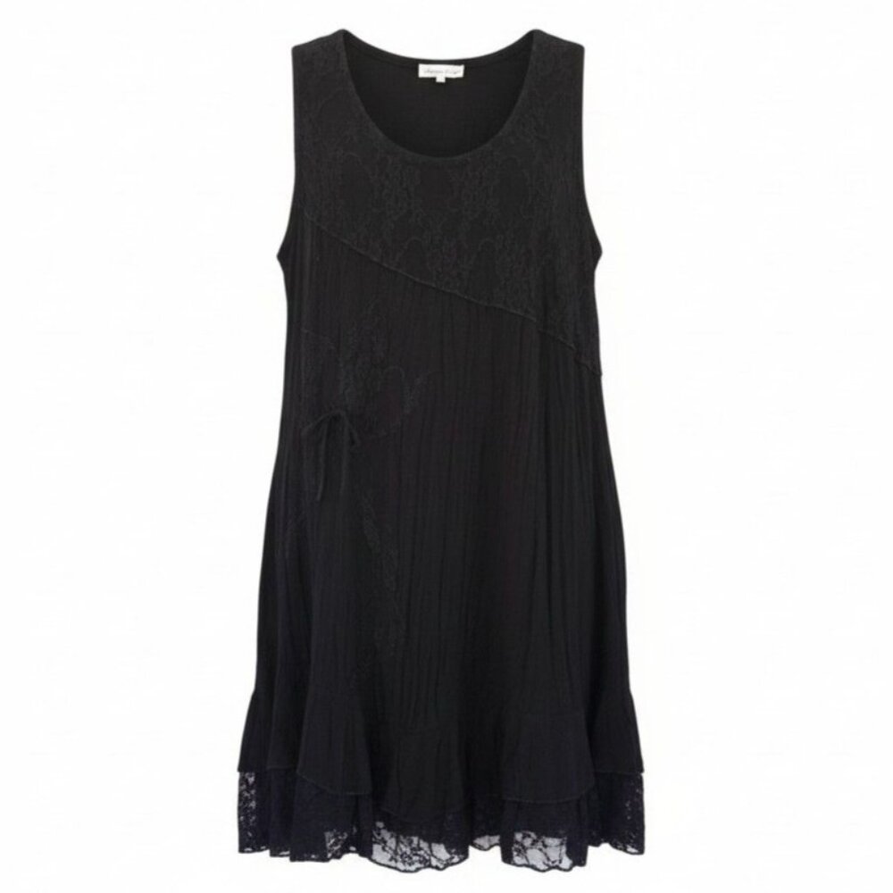 Charlotte & Louis Black Sleeveless Dress Lace Overlay and Hem Size 18